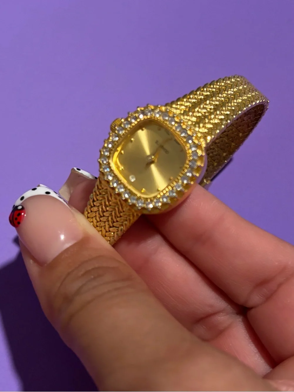 Gold-Tone Crystal Accent Women's Bracelet Watch